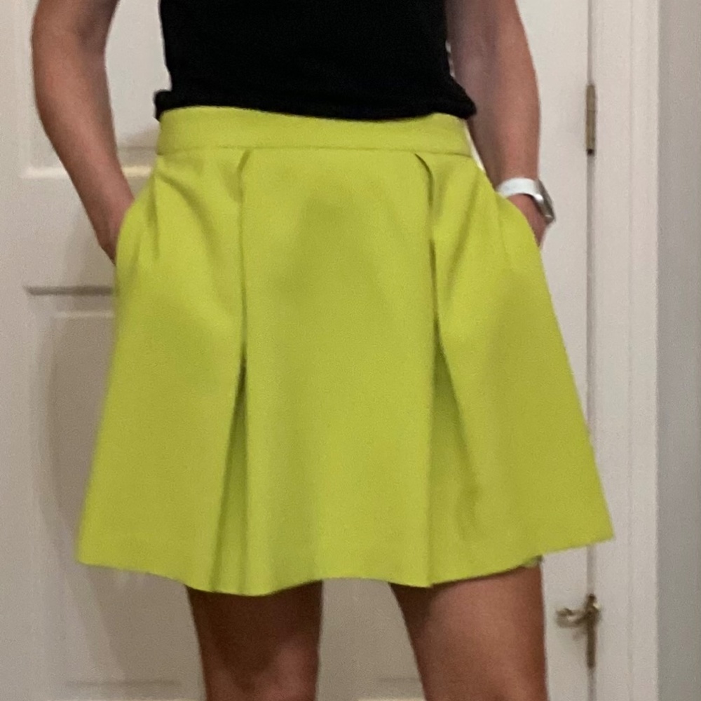 Trina Turk Pleated Mini Skirt - Chartreuse